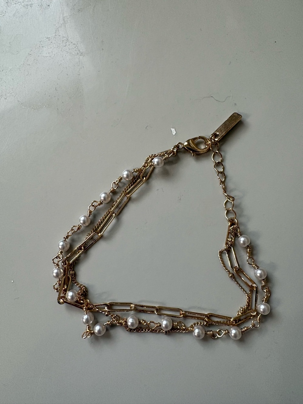 Gold Pearl Multi-Chain Bracelet - Elegant Layered Women's Jewelry